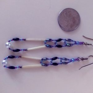 Handmade bead and porcupine quill earrings